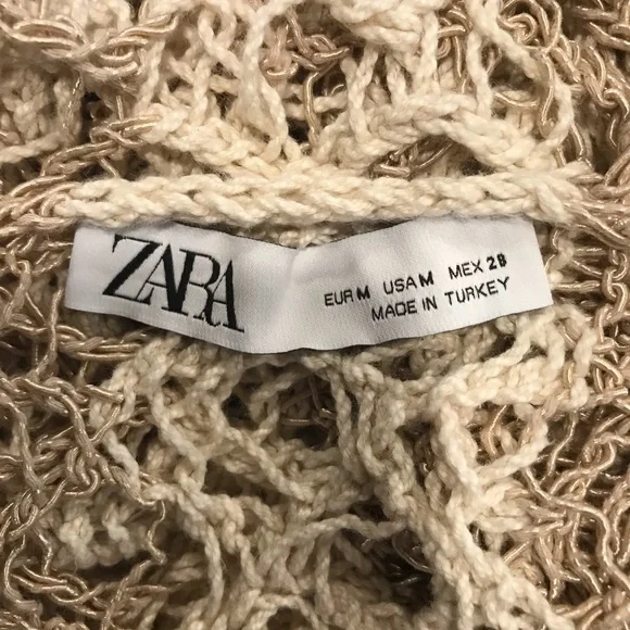ZARA crochet knit top SZ M - Picture 3 of 6